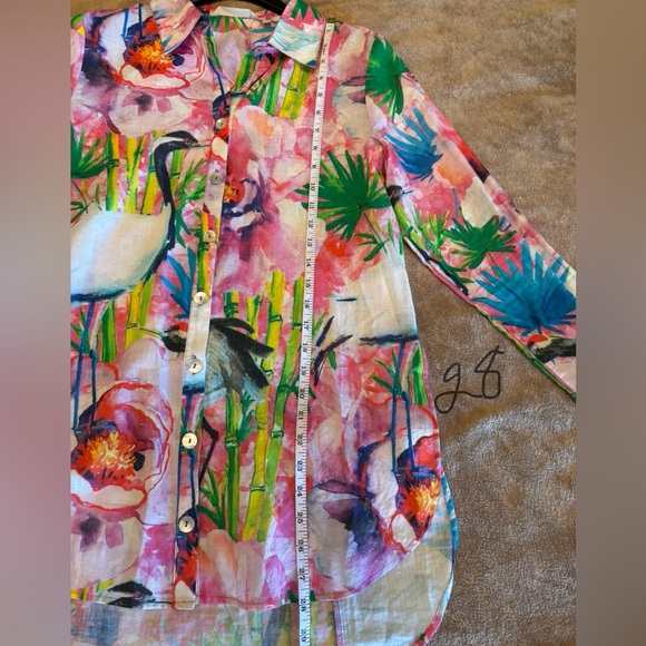 Soft Surroundings Multicolor Floral Button-Down Shirt Size S - Picture 6 of 8